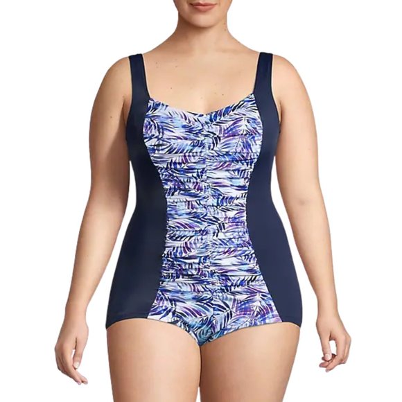 NWT Penbrooke Shirred Insert One Piece Ladies Swimsuit - Picture 1 of 4